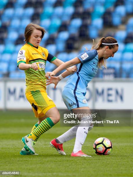 Kosovare Asllani of Manchester City Women and Ellie Curson of Yeovil Town Ladies in action during the WSL Spring Series Match between Manchester City...