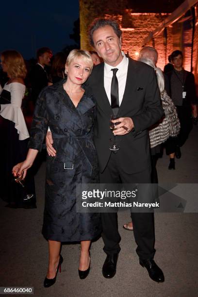 Daniela D'Antonio and Paolo Sorrentino attend the Women in Motion Awards Dinner at the 70th Cannes Film Festival at Place de la Castre on May 21,...