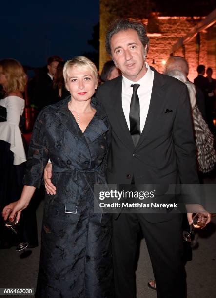 Daniela D'Antonio and Paolo Sorrentino attend the Women in Motion Awards Dinner at the 70th Cannes Film Festival at Place de la Castre on May 21,...