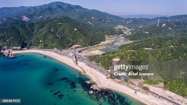 japan sea high angle view - tsuruga fukui imagens e fotografias de stock