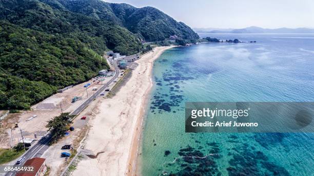 japan sea high angle view - tsuruga fukui imagens e fotografias de stock