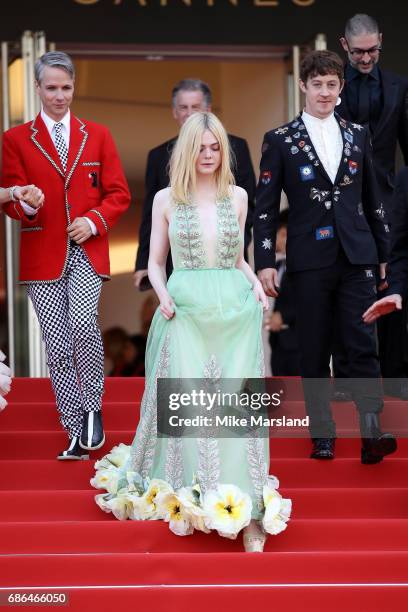 Actress Elle Fanning attends the "How To Talk To Girls At Parties" screening during the 70th annual Cannes Film Festival at on May 21, 2017 in...