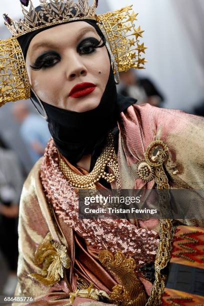 Daniel Lismore poses backstage at the Fashion for Relief event during the 70th annual Cannes Film Festival at Aeroport Cannes Mandelieu on May 21,...