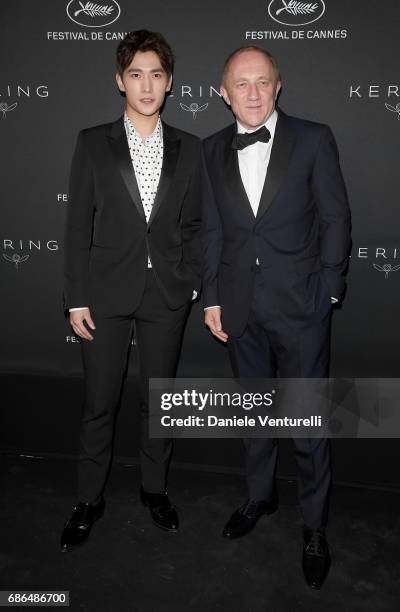 Yang Yang and Francois-Henri Pinault attend the Women in Motion Awards Dinner at the 70th Cannes Film Festival at Place de la Castre on May 21, 2017...