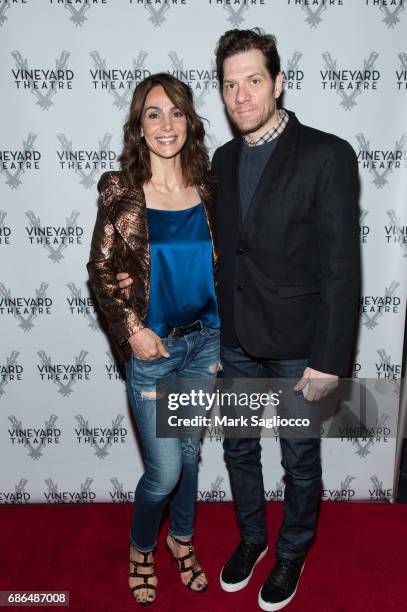 Actress Annie Parisse and Novelist/Playwright Adam Rapp attend the "Can You Forgive Her?" Opening Night at the Vineyard Theatre on May 21, 2017 in...