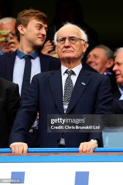 Chelsea chairman Bruce Buck looks on during the Premier League match between Chelsea and Sunderland at Stamford Bridge on May 21, 2017 in London,...