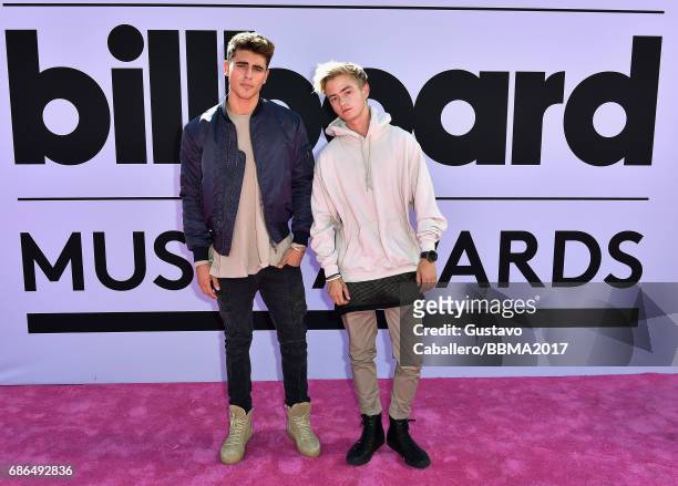 Recording artists Jack Gilinsky and Jack Johnson of music group Jack & Jack attend the 2017 Billboard Music Awards at T-Mobile Arena on May 21, 2017...