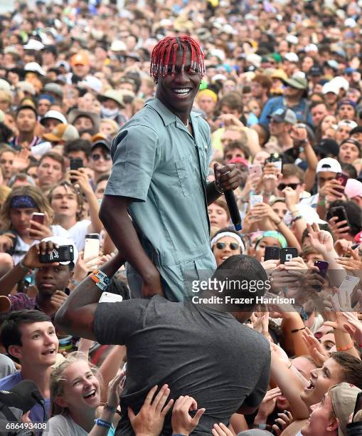 Lil Yachty crowd sufs at the Surf Stage during 2017 Hangout Music Festival on May 21, 2017 in Gulf Shores, Alabama.