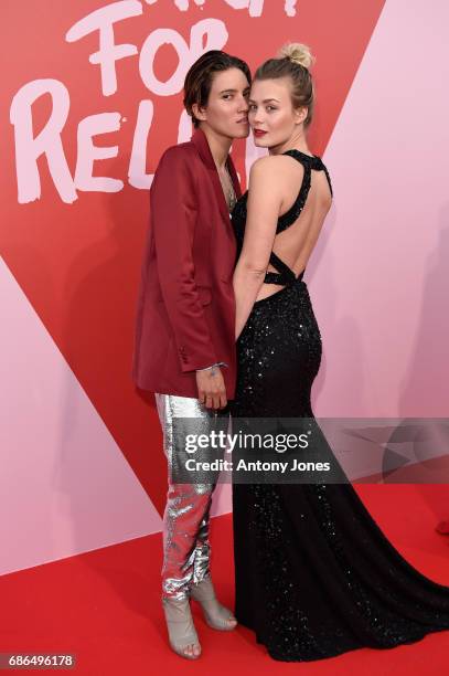 Tamy Glauser and Dominique Rinderknecht attend the Fashion for Relief event during the 70th annual Cannes Film Festival at Aeroport Cannes Mandelieu...