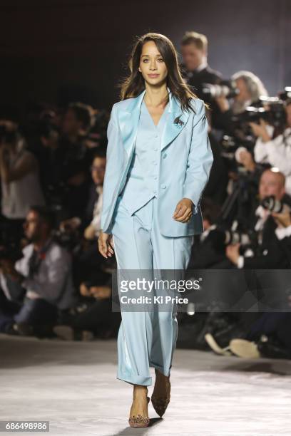 Lana El Sahely walks the runway at the Fashion for Relief event during the 70th annual Cannes Film Festival at Aeroport Cannes Mandelieu on May 21,...