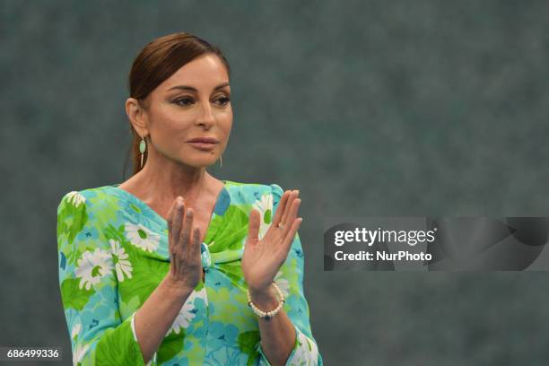 Azerbaijan's Vice President and First Lady Mehriban Aliyeva attends the Women's Wrestling event at the Baku 2017 4th Islamic Solidarity Games at the...