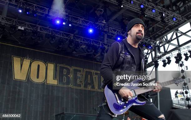 Musician Rob Caggiano of Volbeat performs at MAPFRE Stadium on May 21, 2017 in Columbus, Ohio.