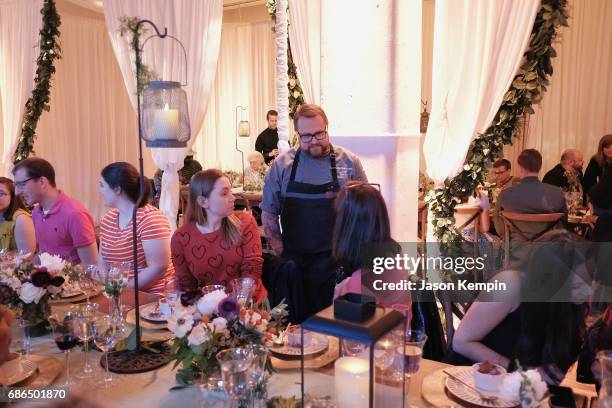 Chef Jamie Bissonnette greets guests at the TNT Supper Club: Will Dinner event during TNT at Vulture Festival at West Edge on May 21, 2017 in New...