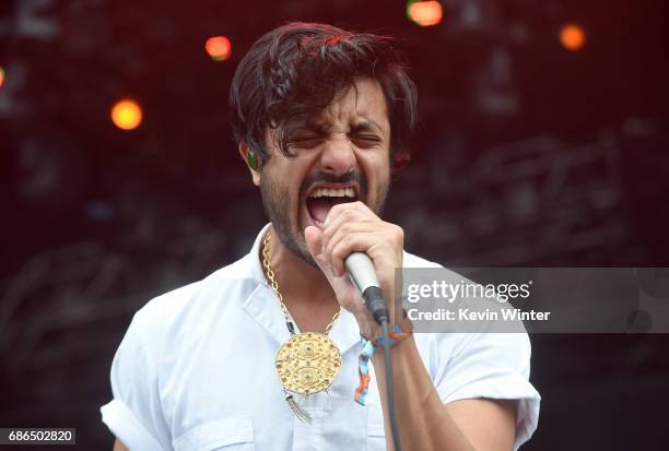 Singer Sameer Gadhia of the band Young the Giant performs at the Hangout Stage during 2017 Hangout Music Festival on May 21, 2017 in Gulf Shores,...