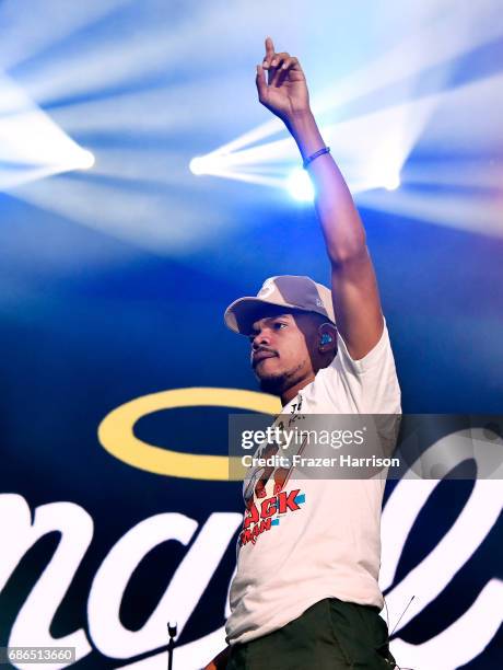 Chance The Rapper performs at the Surf Stage during 2017 Hangout Music Festival on May 21, 2017 in Gulf Shores, Alabama.