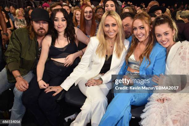 Recording artists Billy Ray Cyrus and Noah Cyrus, Tish Cyrus, Brandi Cyrus, and recording artist Miley Cyrus attend the 2017 Billboard Music Awards...