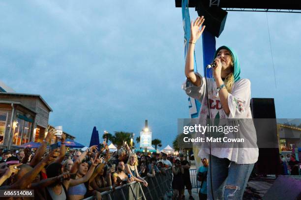 Emily Kokal of Warpaint performs at the Mermaid Stage during 2017 Hangout Music Festival on May 21, 2017 in Gulf Shores, Alabama.