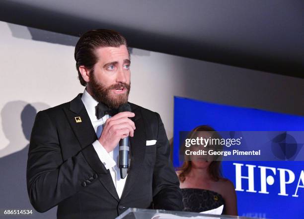 Jake Gyllenhaal attends the Hollywood Foreign Press Association's 2017 Cannes Film Festival Event in honour of the International Rescue Committee...