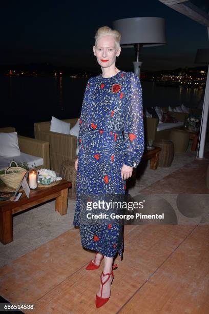 Actresses Tilda Swinton attends the Hollywood Foreign Press Association's 2017 Cannes Film Festival Event in honour of the International Rescue...