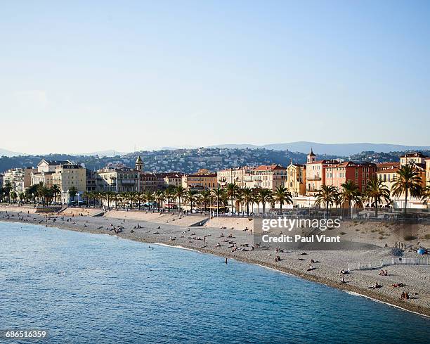 high angle view of promenade des anglais- nice - プロムナーデザングレ ストックフォトと画像