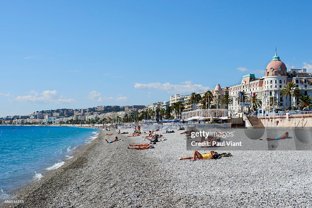 View of nice beach and promenade des Angles