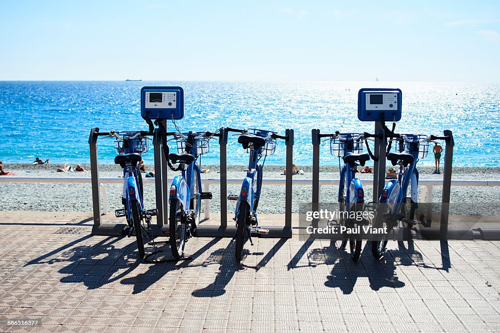ROW OF PUSH BIKES FOR HIRE