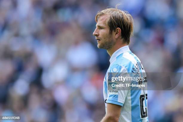 Stefan Aigner of 1860 Munich looks on during the Second Bundesliga match between TSV 1860 Muenchen and VfL Bochum at Allianz Arena on May 14, 2017 in...