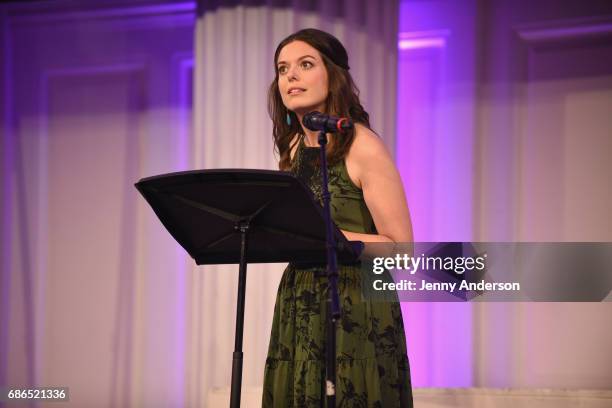 Actress Margo Seibert performs on stage at The Eugene O'Neill Theater Centers to the Monte Cristo Awards honoring Judith Light on May 21, 2017 in New...