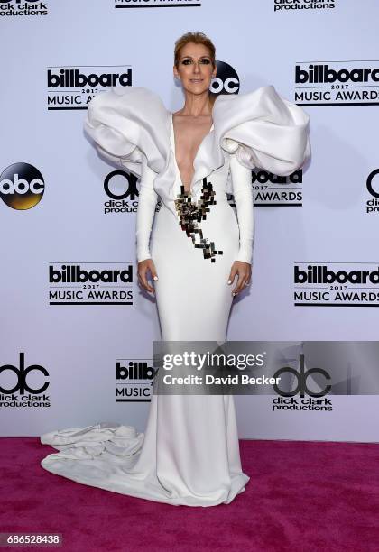 Recording artist Celine Dion poses in the press room during the 2017 Billboard Music Awards at T-Mobile Arena on May 21, 2017 in Las Vegas, Nevada.