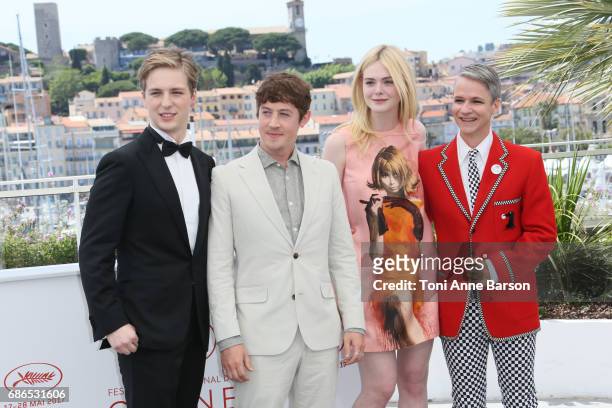 Actors AJ Lewis, Alex Sharp, Elle Fanning and director John Cameron Mitchell attend the "How To Talk To Girls At Parties" Photocall during the 70th...