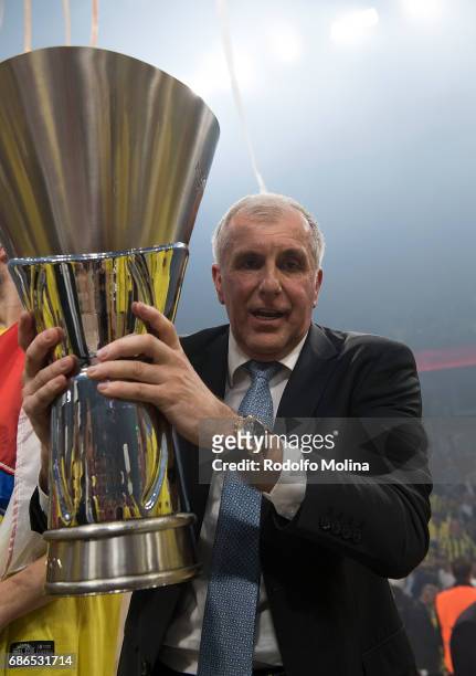 Zeljko Obradovic, Head Coach of Fenerbahce Istanbul during the 2017 Final Four Istanbul Turkish Airlines EuroLeague Champion Trophy Ceremony at Sinan...