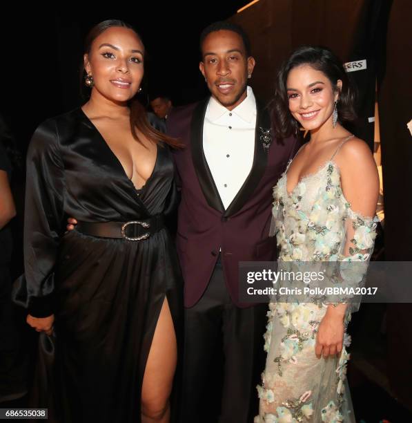 Model Eudoxie Mbouguiengue, hosts Ludacris and Vanessa Hudgens attend the 2017 Billboard Music Awards at T-Mobile Arena on May 21, 2017 in Las Vegas,...