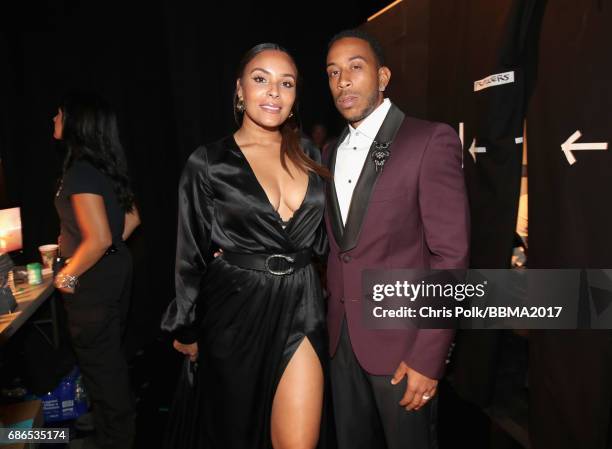 Model Eudoxie Mbouguiengue and host Ludacris attend the 2017 Billboard Music Awards at T-Mobile Arena on May 21, 2017 in Las Vegas, Nevada.