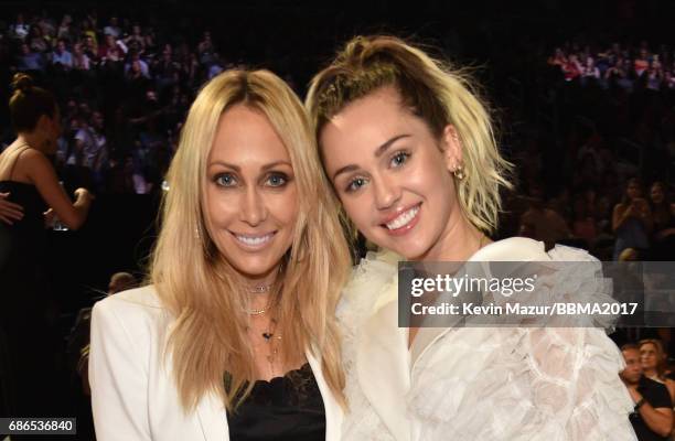 Tish Cyrus and recording artist Miley Cyrus attend the 2017 Billboard Music Awards at T-Mobile Arena on May 21, 2017 in Las Vegas, Nevada.