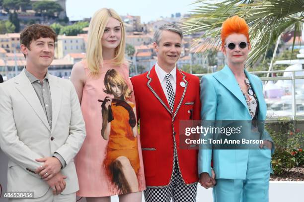 Aj Lewis, Alex Sharp, Elle Fanning, John Cameron Mitchell and Sandy Powell attends the "How To Talk To Girls At Parties" Photocall during the 70th...