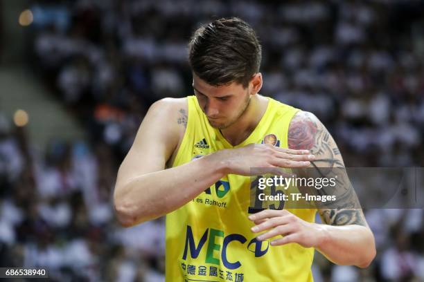 Bogdan Radosavljevic of Berlin gestures during the easyCredit BBL Basketball Bundesliga match between FC Bayern Muenche and Alba Berlin at Audi Dome...