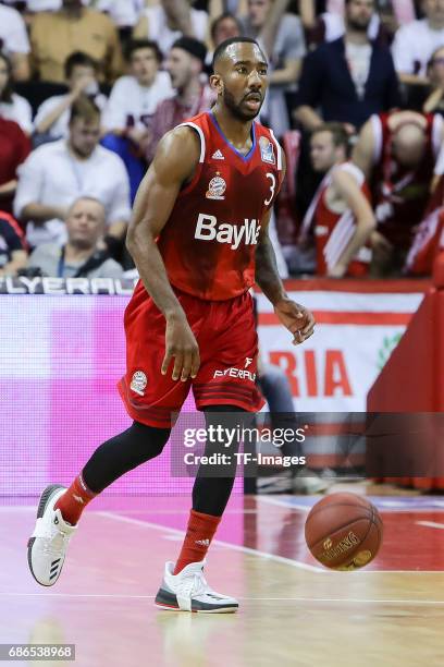 Dru Joyce of Munich controls the ball during the easyCredit BBL Basketball Bundesliga match between FC Bayern Muenche and Alba Berlin at Audi Dome on...