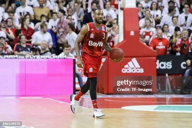 Dru Joyce of Munich controls the ball during the easyCredit BBL Basketball Bundesliga match between FC Bayern Muenche and Alba Berlin at Audi Dome on...