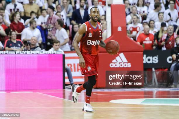 Dru Joyce of Munich controls the ball during the easyCredit BBL Basketball Bundesliga match between FC Bayern Muenche and Alba Berlin at Audi Dome on...