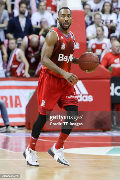 Dru Joyce of Munich controls the ball during the easyCredit BBL Basketball Bundesliga match between FC Bayern Muenche and Alba Berlin at Audi Dome on...