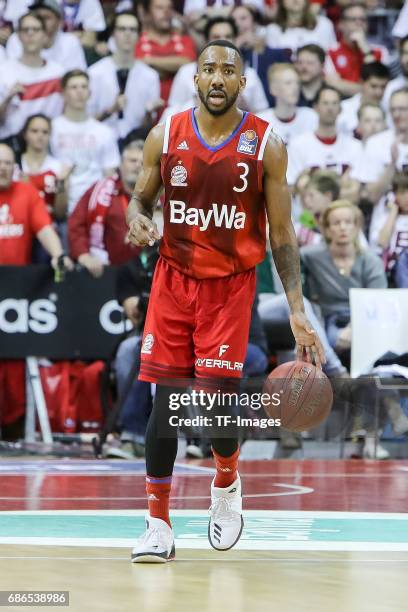 Dru Joyce of Munich controls the ball during the easyCredit BBL Basketball Bundesliga match between FC Bayern Muenche and Alba Berlin at Audi Dome on...