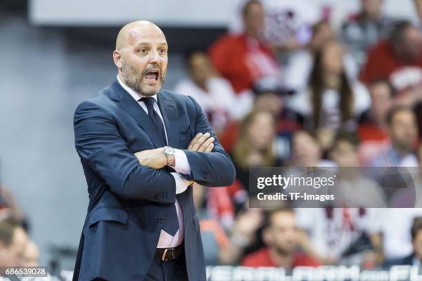 Head Coach Aleksandar Sasa Djordjevic of Munich gestures during the easyCredit BBL Basketball Bundesliga match between FC Bayern Muenche and Alba...