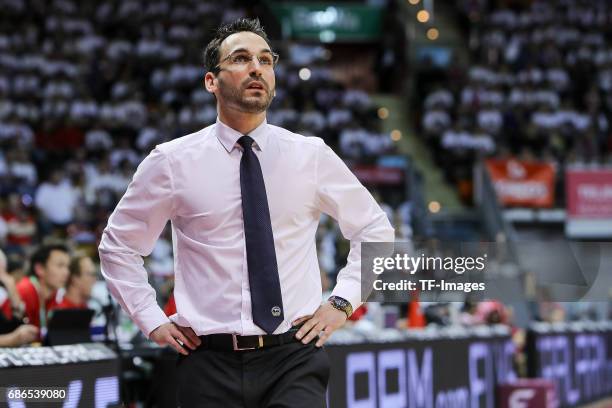 Headcoach Thomas Paech of Berlin looks on during the easyCredit BBL Basketball Bundesliga match between FC Bayern Muenche and Alba Berlin at Audi...