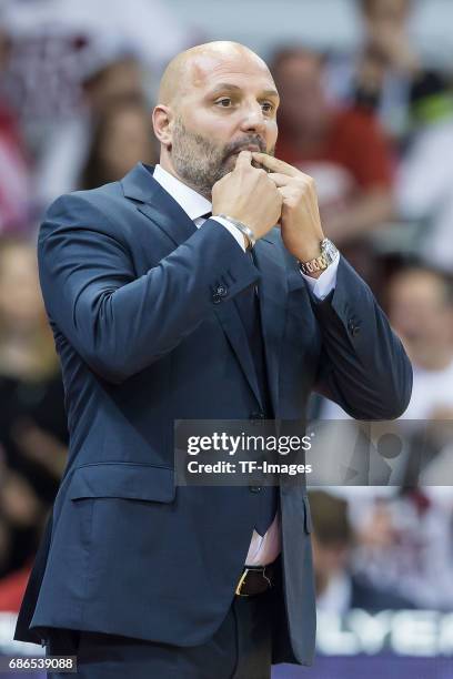 Head Coach Aleksandar Sasa Djordjevic of Munich gestures during the easyCredit BBL Basketball Bundesliga match between FC Bayern Muenche and Alba...