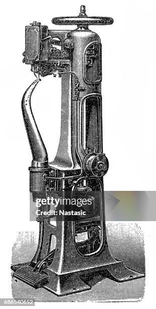 sole machine for double quilting stitch - leather stitching stock illustrations