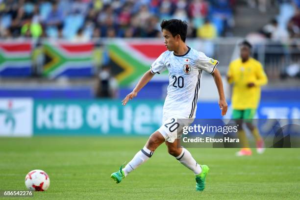 Takefusa Kubo of Japan in action during the FIFA U-20 World Cup Korea Republic 2017 group D match between South Africa and Japan at Suwon World Cup...