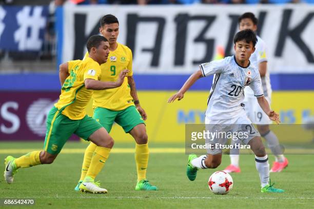 Takefusa Kubo of Japan in action during the FIFA U-20 World Cup Korea Republic 2017 group D match between South Africa and Japan at Suwon World Cup...
