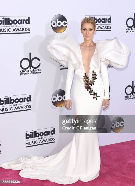 Celine Dion poses backstage in the press room during the 2017 Billboard Music Awards at T-Mobile Arena on May 21, 2017 in Las Vegas, Nevada.