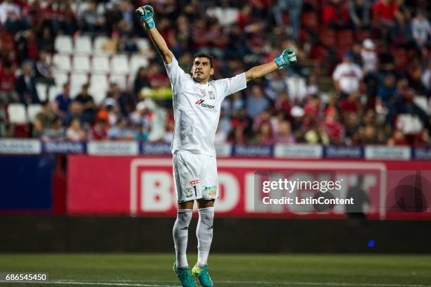 Nahuel Guzman of Tigres celebrates during the semi finals second leg match between Tijuana and Tigres UANL as part of the Torneo Clausura 2017 Liga...