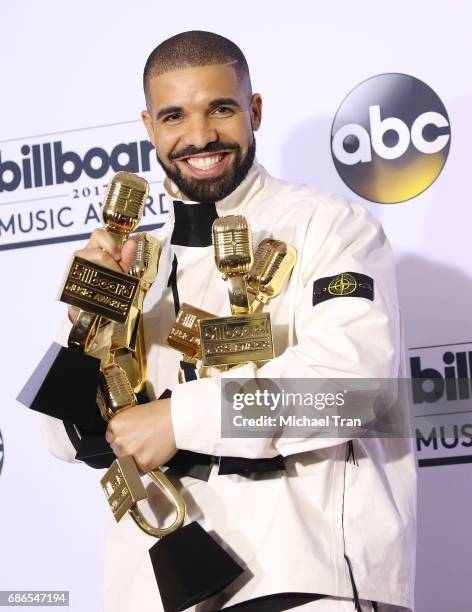 Aubrey Drake Graham aka Drake attends the 2017 Billboard Music Awards - Press Room held at T-Mobile Arena on May 21, 2017 in Las Vegas, Nevada.